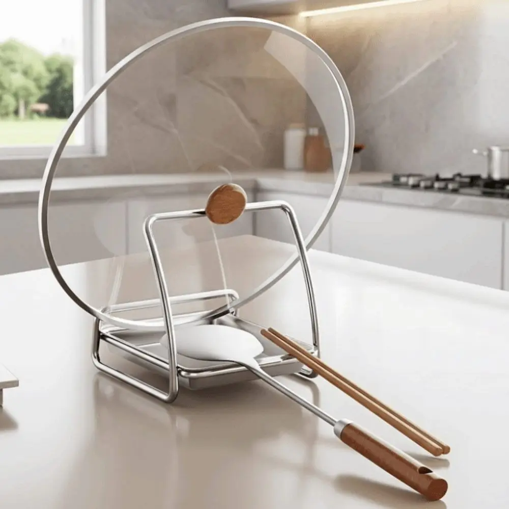 Portable Stainless Steel Cutting Board Holder Rustproof Large Capacity Spoon Holder with Draining Tray Kitchen Storage Rack