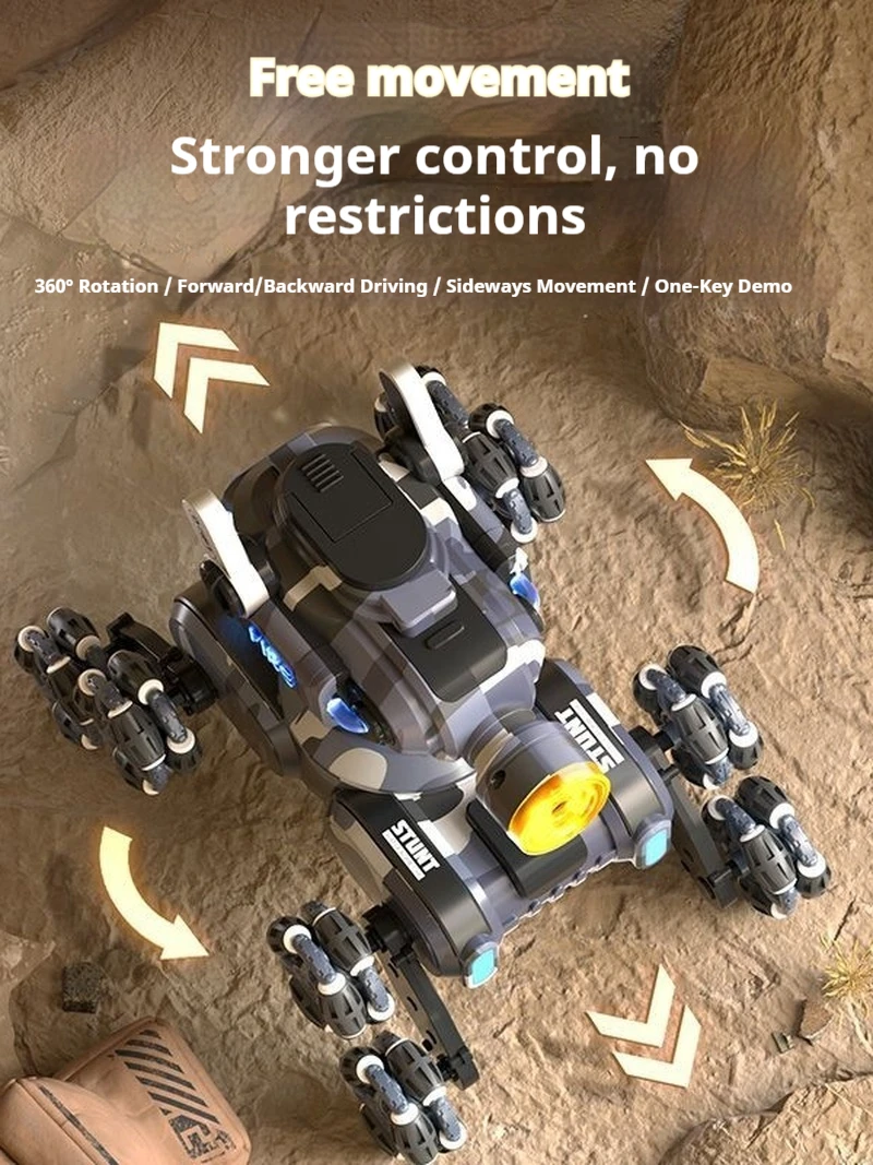 8-عجلة حيلة دبابة مع جهاز للتحكم عن بُعد مع قاذفة المياه لفتة الاستشعار عن بعد على الطرق الوعرة مركبة جميع التضاريس سيارة لعبة هدية للأولاد #3