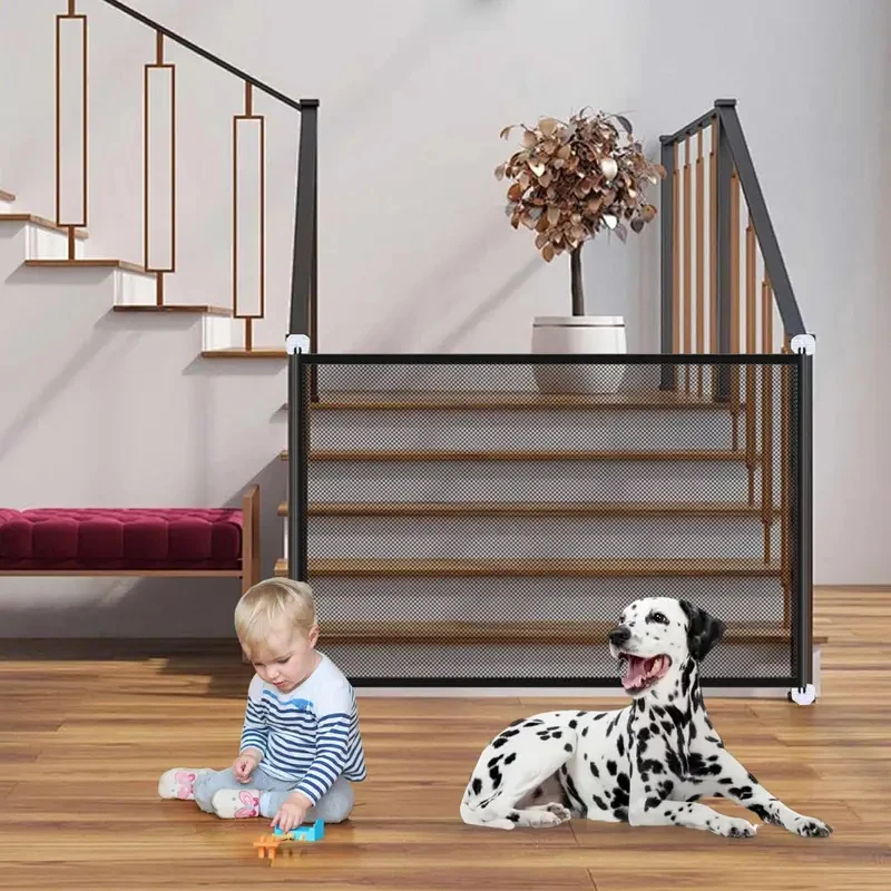 

Dog Fence Folding No-Assembly Dog Door Barrier Enclosure Net Pet Supplies for Room Hallways Bathroom Garden Garage Doggy Stairs