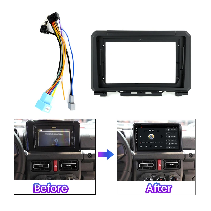 NaviFly Radio samochodowe Fascia Frame cable 2Din dla Suzuki Jimny 2018-2020 Panel montażowy Multimedialny adapter deski rozdzielczej Zestaw