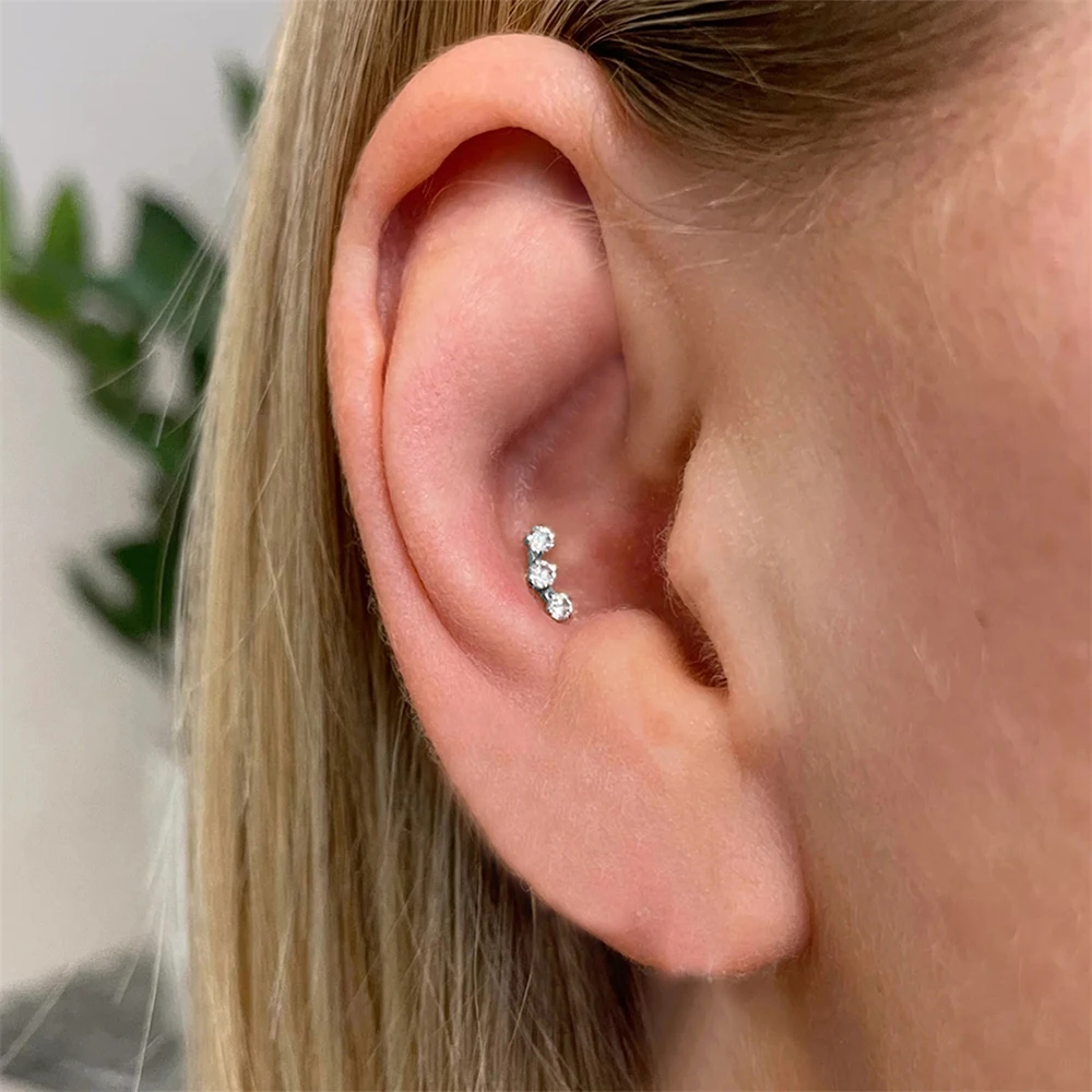 Aide S925 Sterling Silver Cartilage Piercing Studs Star/Heart Cartilage Earrings For Women Perfect Birthday & Gift Set for Her view 3