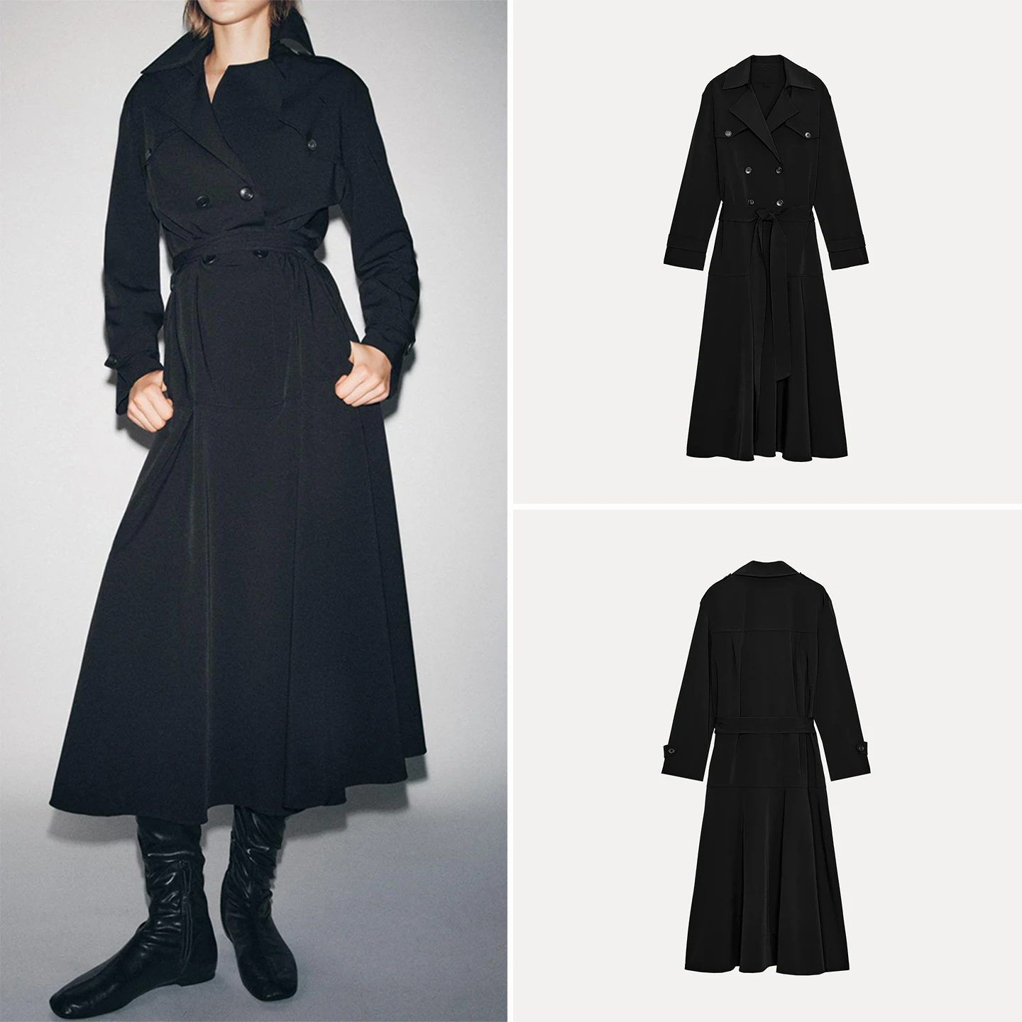 Z 2025 Winter Faionable Ele Windbreaker Sle Midi Dr Long Sve Button Closure Loose Fit Daily Wear Ladies Dr