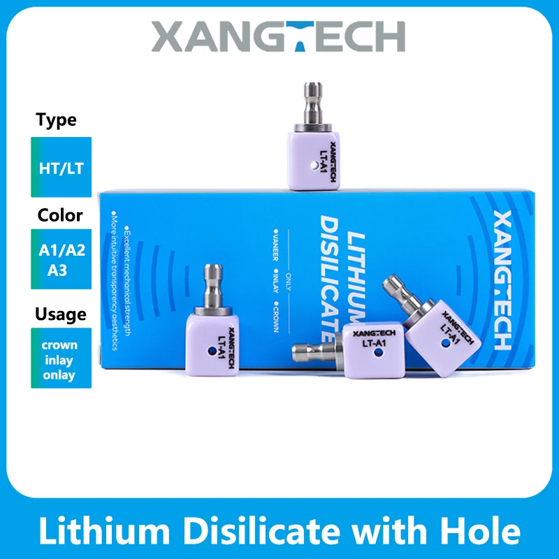 

XANGTECH A16L Dental Lithium Disilicate Blocks With Hole HT/LT Glass Ceramic 18X16X18mm Size for Cerec Sirona System