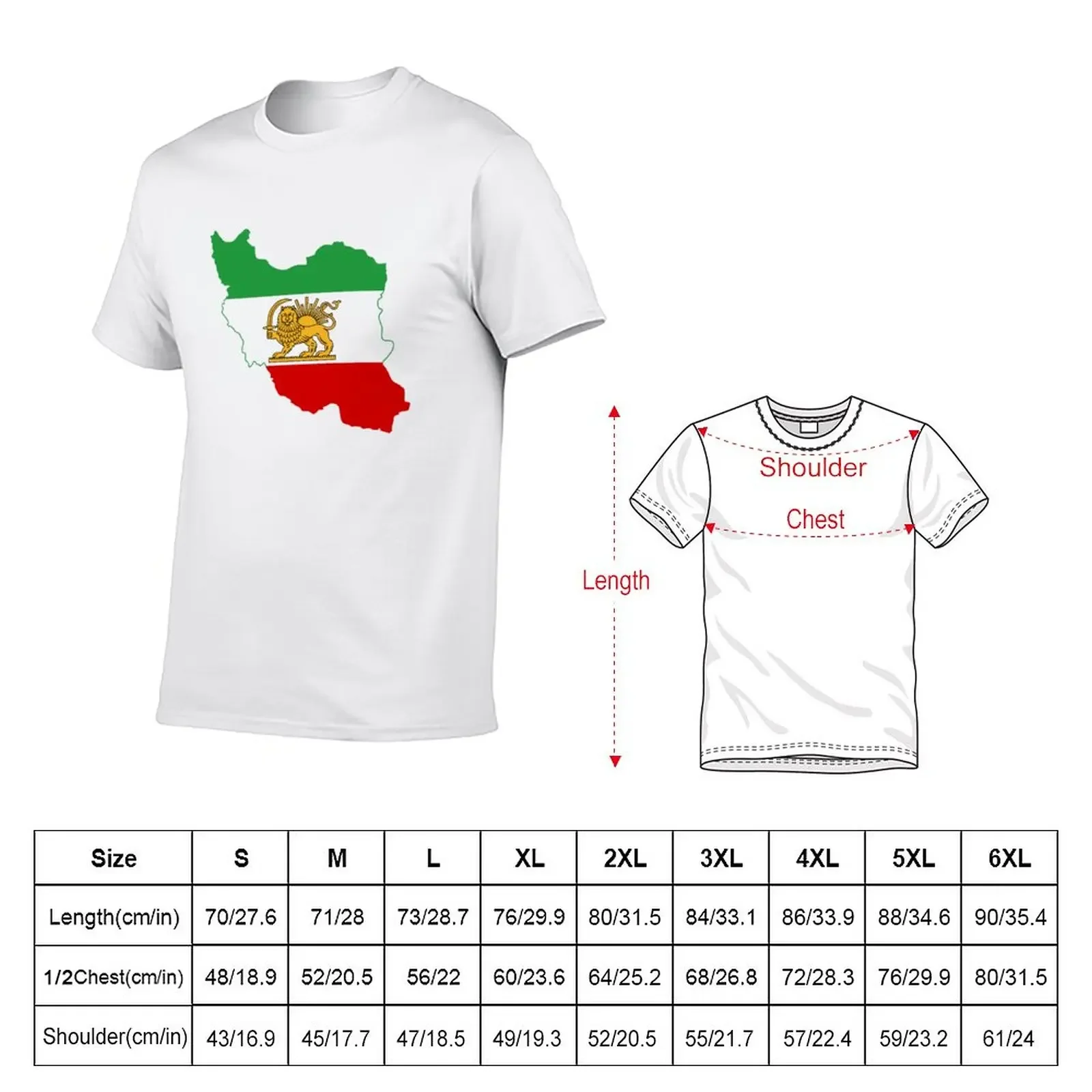 Flag Map of Iran, Iranian Flag, 1964-1980 T-Shirt animal prinfor boys summer clothes oversized mens graphic t-shirts