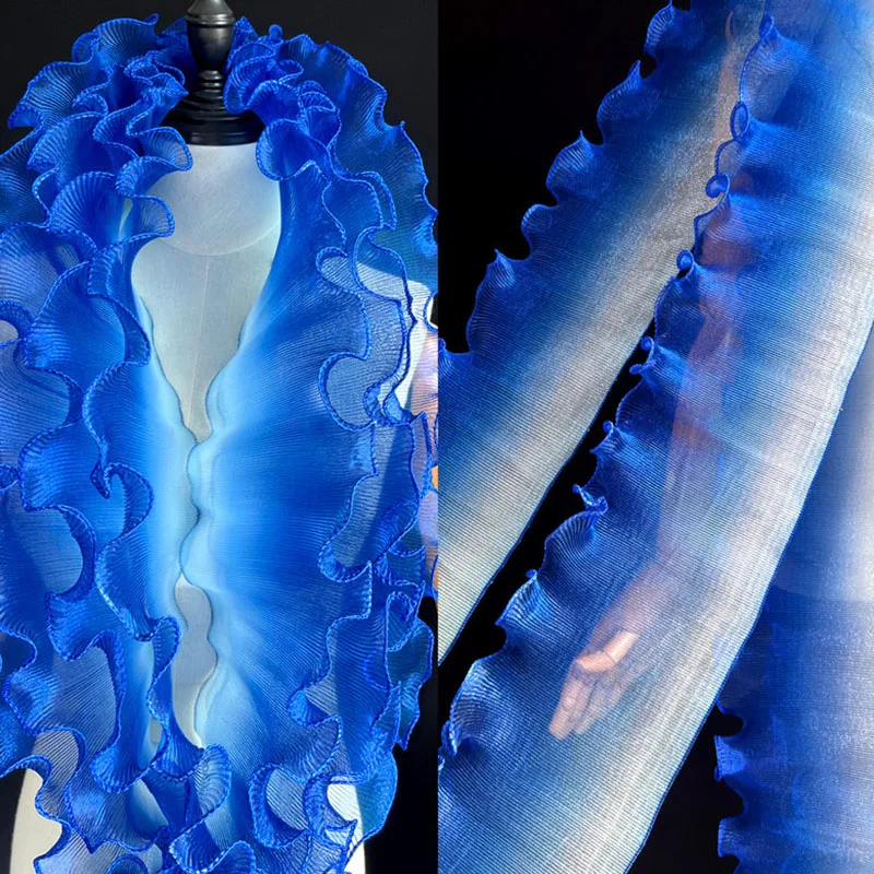 

5 Yards Gradient Organza Pleated Designer Fabric 12cm Width Ruffled Lace Trim For DIY Sewing Dress Dance Costume Accessories