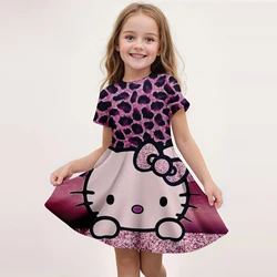 Popolare Miniso New Fashion Girl Dress Cartoon Cute Hello Kitty 3D Printed Princess Dress abito corto confortevole casa