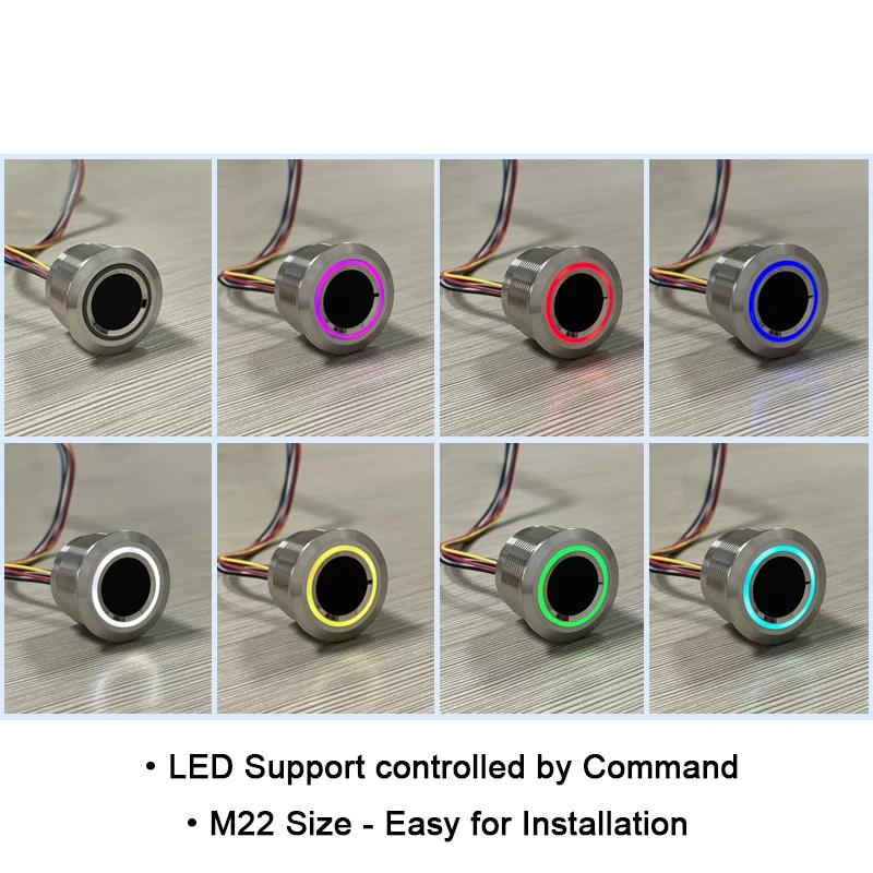 R503-M22 원형 지문 모듈 스캐너, 200 용량 링 표시등, LED 제어, 아두이노 액세스 제어용, DC3.3 V