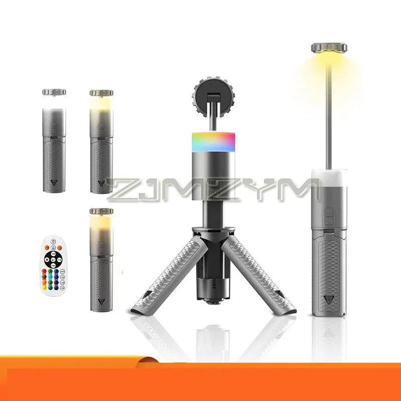 6000Mah Telescopic Camping Light โคมไฟแบบชาร์จไฟได้หรี่แสงได้แบบพกพาเต็นท์แขวนโคมไฟอัตโนมัติขาตั้งสามเหลี่ยม