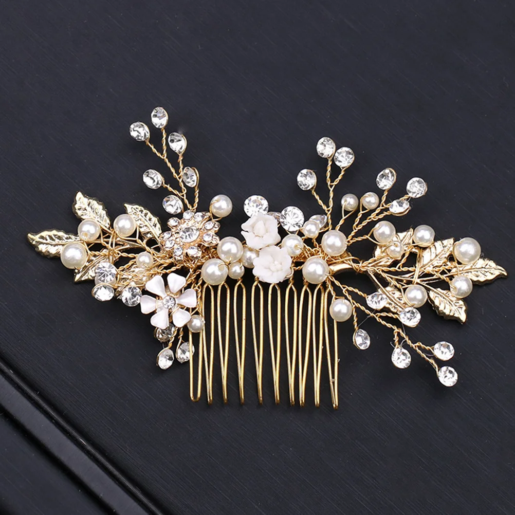 

Crystal Headpiece Rhinestone Bridal Hair Comb Pearl Flower Wedding Bridal Headwear Elegant Design Party Prom Accessory