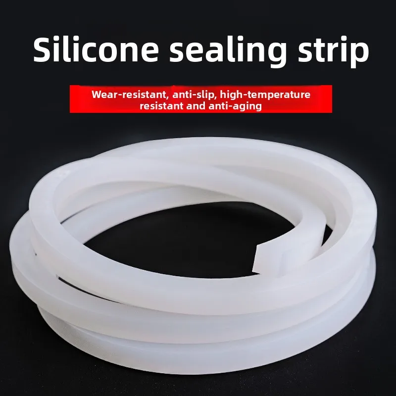 

White Silicone Square Strip Solid Soft Sealing Strip Water Stopper High-Temp Resistant Flat Anti-Slip Waterproof