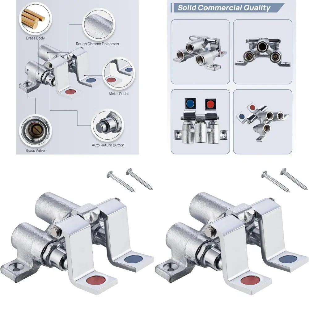 

Industrial Grade Hands-Free Brass Pedal Faucet, Dual-Pedal Hot/Cold Mixer for Hospitals, Labs, Kitchens, and Hotels (Simple Inst