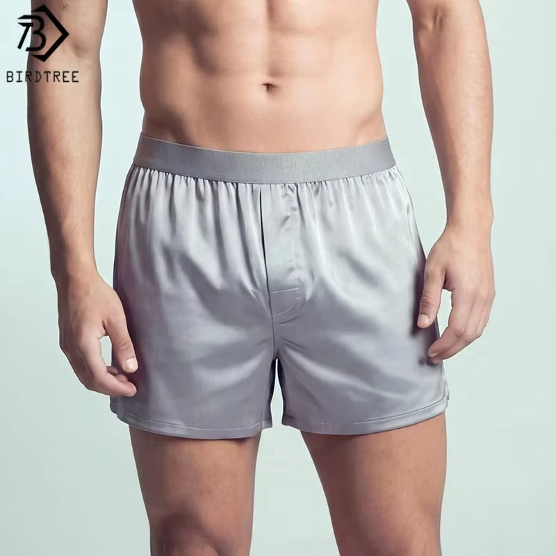 

Birdtree, 6A 19MM 100% Real Silk Shorts, Men's Solid Short Pants, Elastic Waist Breathable Loose Pant, 2026 Summer New P65401JF