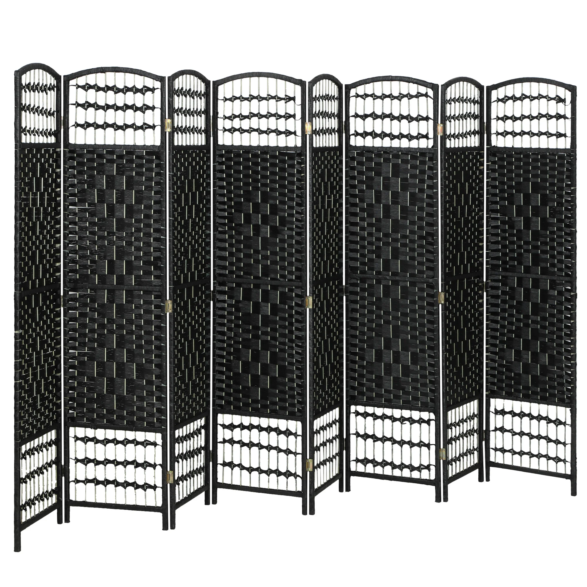 8 Panel Room Divider, Folding Privacy Screen, 5.6' Room Separator, Freestanding Partition Wall Divider, Black