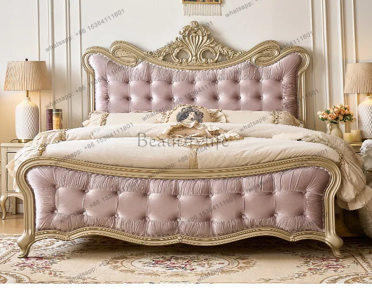 

American light luxury solid wood modern simple master bedroom double European court French high-end bed