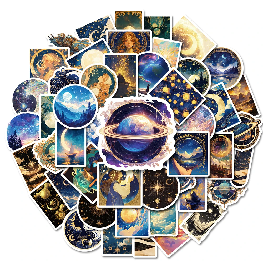 10/30/50pcs Vintage Astronomy Universe Planets Stickers for Suitcase Phone Notebook Astrology Galaxy Moon Aesthetic Decals Decor