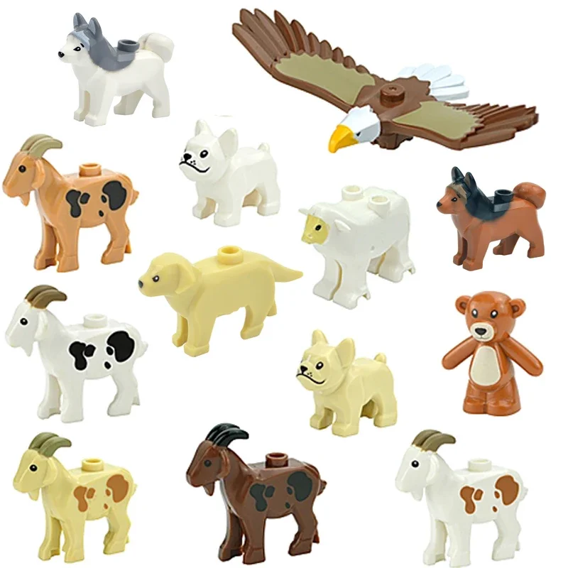 MOC City Animal Building Block Figures Goat Sheep Eagle Owl Panda Parrot Seagull Penguin Zoo Fram Accessories Bricks Toy Leduo