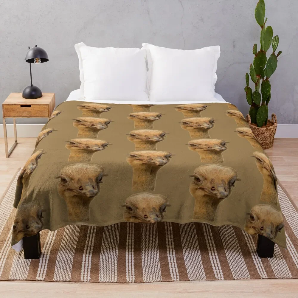 

Ostrich portrait Throw Blanket Beach Bed Bed Fashionable Blankets