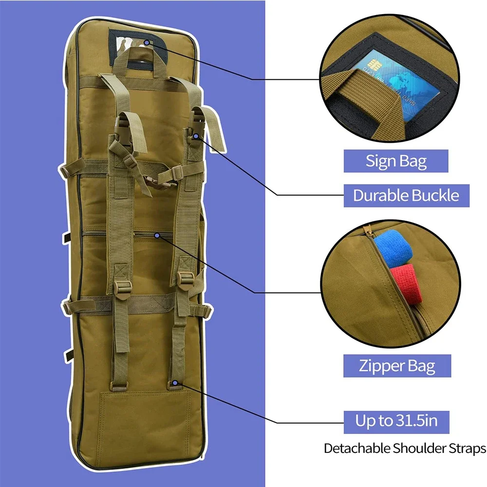 Caso Rifle duplo para acampamento ao ar livre, Soft Gun Case, mochila portátil Shotgun, armazenamento de armas, 1m, 1.2m