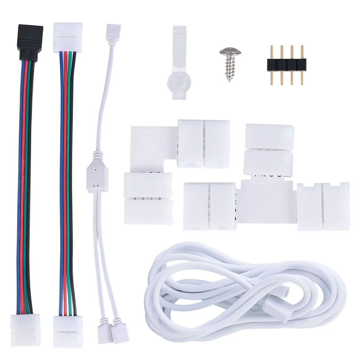 

LED Strip 4 Pin RGB Led Light Strip Connectors Light Bar Splitter Flexible Wire Extend Connect Leftover Pieces Adapter