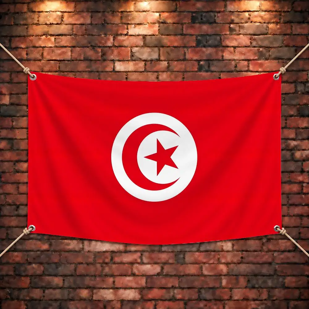 National Flag Tunisia Flags Four Rings Bright Hanging Yard Decor Indoor Outdoor Assembly