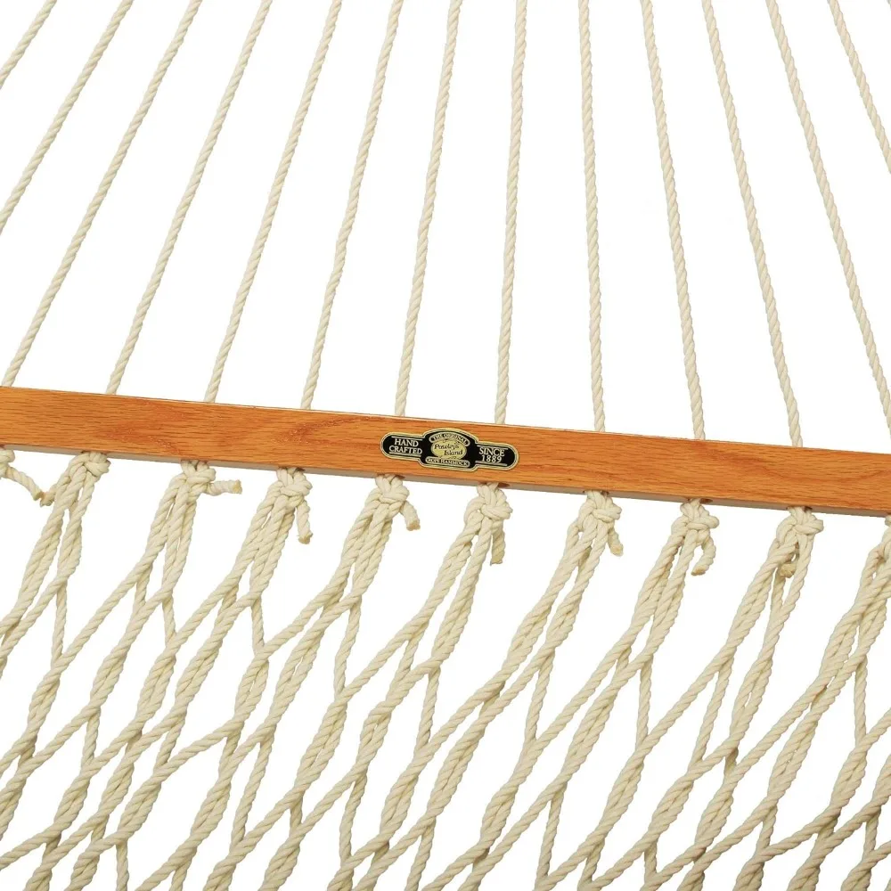 Original Pawleys Island 13DCOT Large Oatmeal DURACORD Rope Hammock with Free Extension Chains & Tree Hooks, Handcrafted