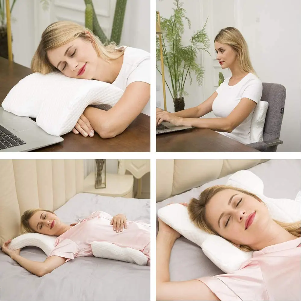 Almohada ortopédica curvada en forma de U para dormir, almohada de mano de espuma, productos ortopédicos huecos, almohada para el cuello, dormir de