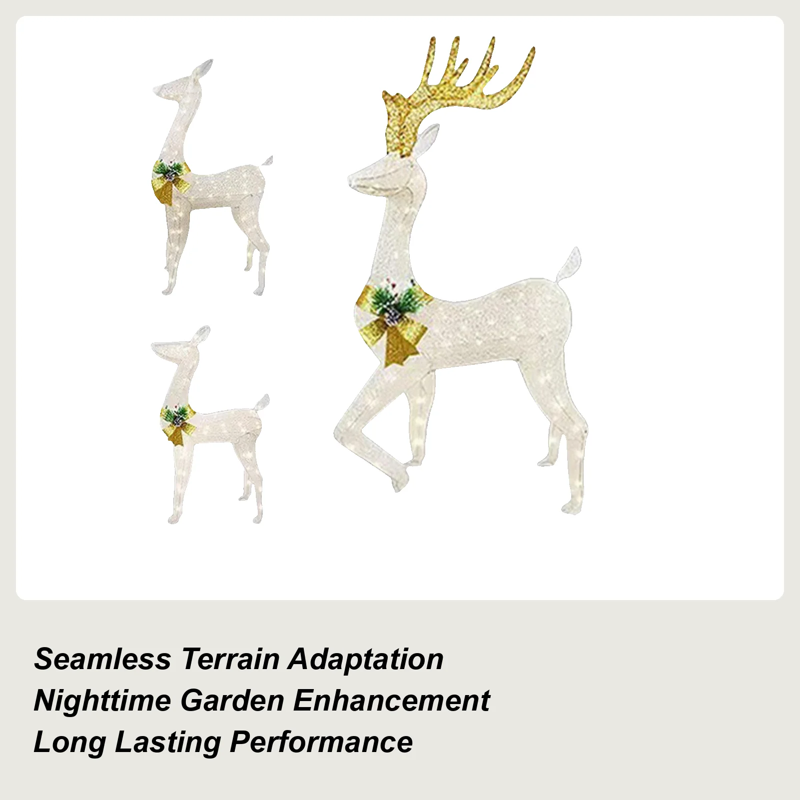 Christmas Yard Stake Decorations 3 Pieces Weatherproof LED Insertion Yard Reindeer Holiday Decoration For Family Home Holiday