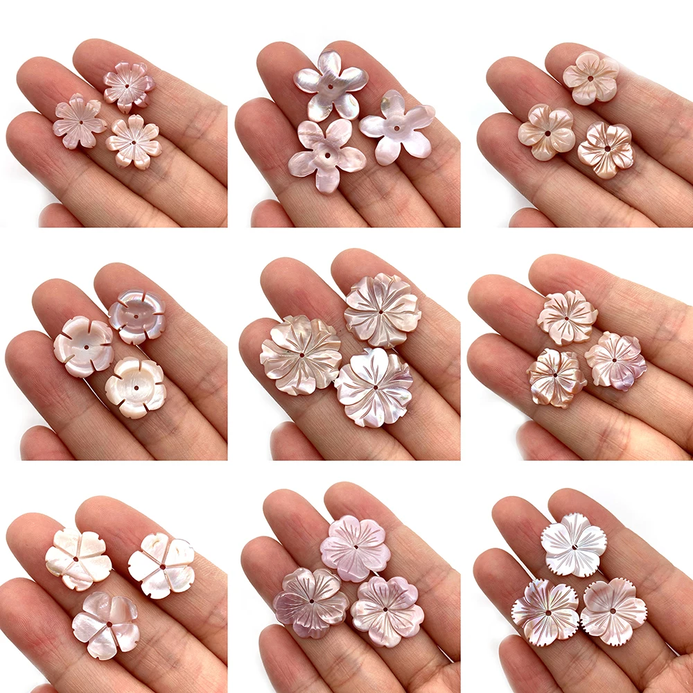 Carved Natural Shell Flower Jewelry Beads for Jewelry Making DIY Necklace Earring Bracelet Hair Clip Fashion Jewelry Accessories