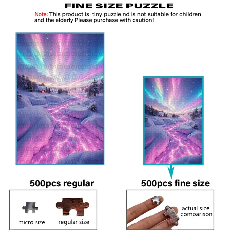 صندوق مكون من 500 قطعة لغز صغير للكبار بتصميم ليزر غامض أرجواني - مقاوم للخدش، مستوى صعوبة عالي للكبار، Fa #3