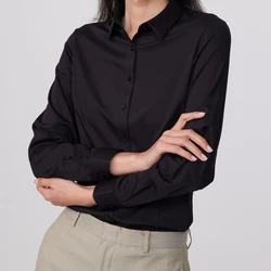 Camicia da donna elasticizzata leggera Non stirata da donna senza tasca camicie da donna versatili Slim-fit a maniche lunghe in fibra di bambù