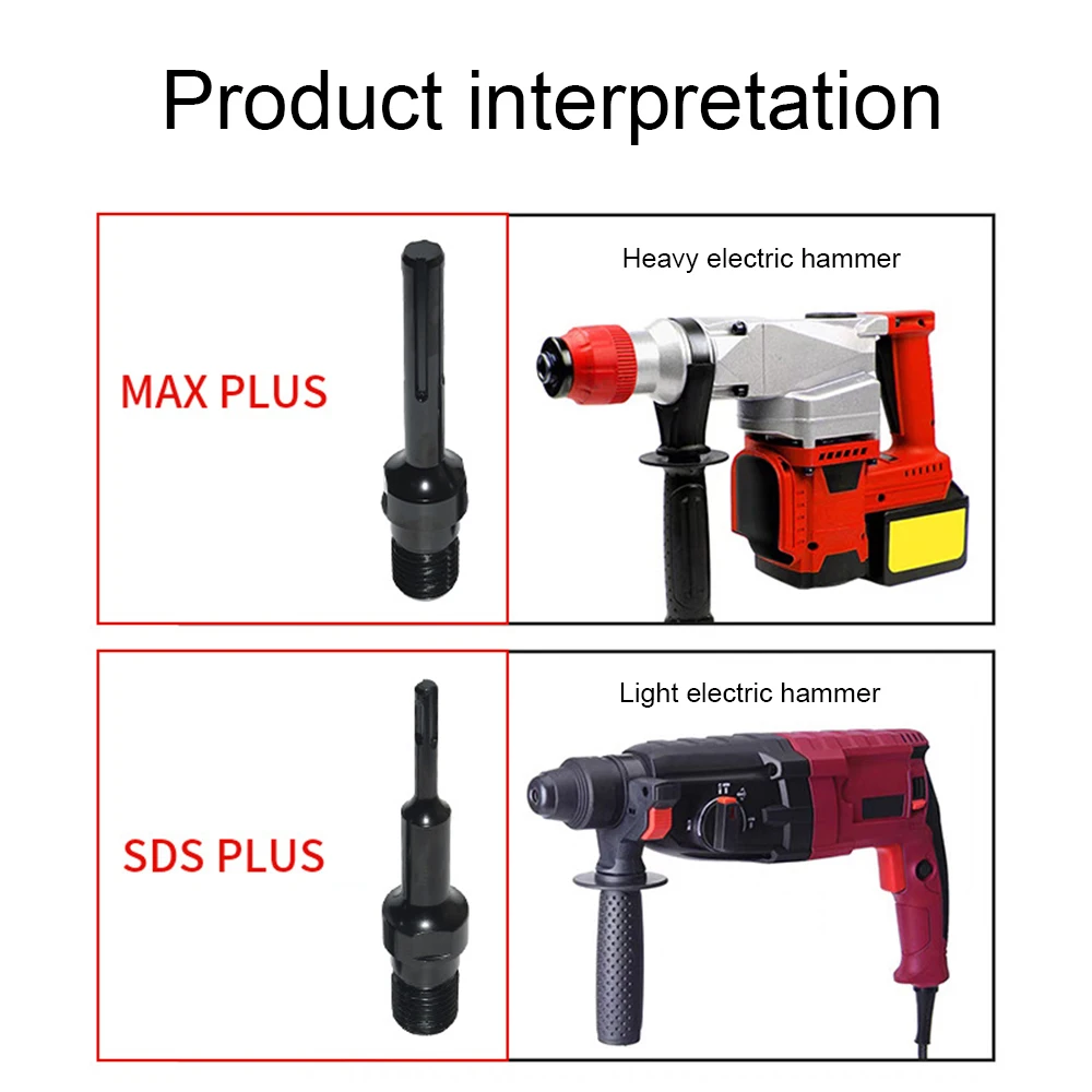 1PC American UNC Coarse Teeth Connection Rod Water Drill Connection Rod SDS-PLUS MAX Shank Extended Elongation Rod