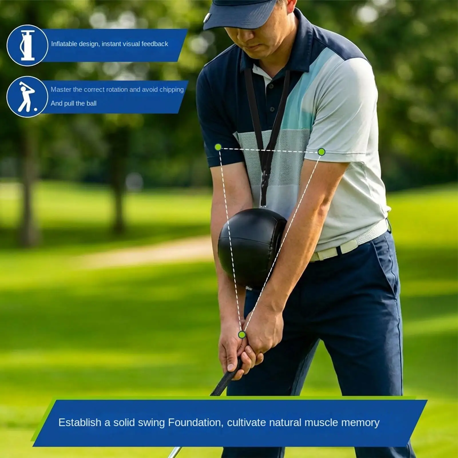Inflatable Golf Swing Trainer Correction Training Ball Forearm Connection Aid for Amateur Practice