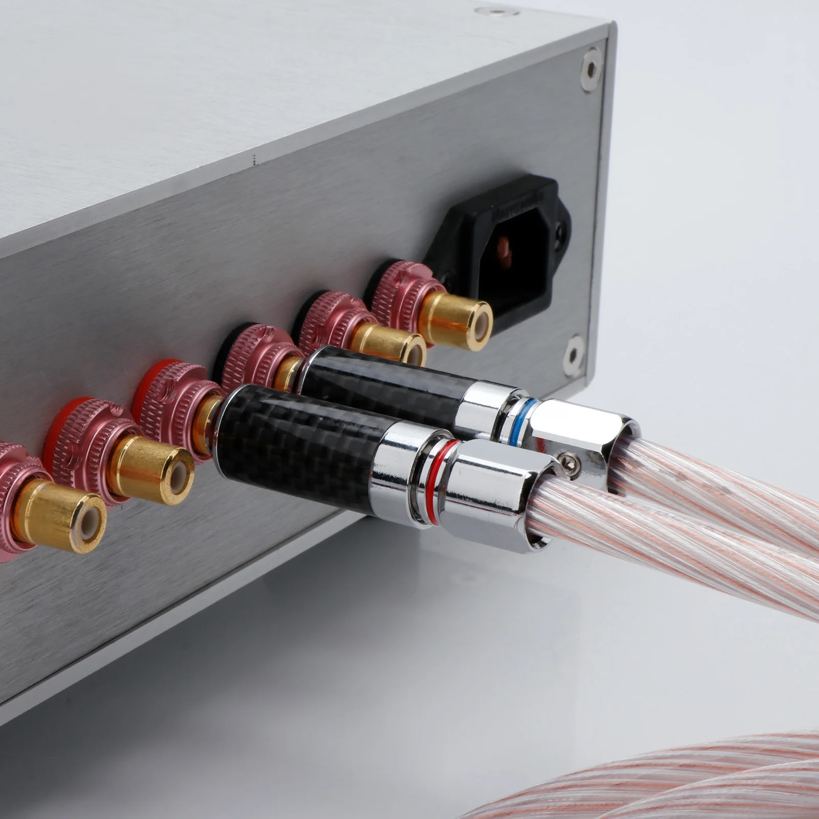 Paar RCA-auf-2-Bananenstecker-Lautsprecherkabel, 7N OCC versilbert, Biwire-Lautsprecherkabel für Verstärker, Subwoofer, CD-Audio, DAC – Detail 7