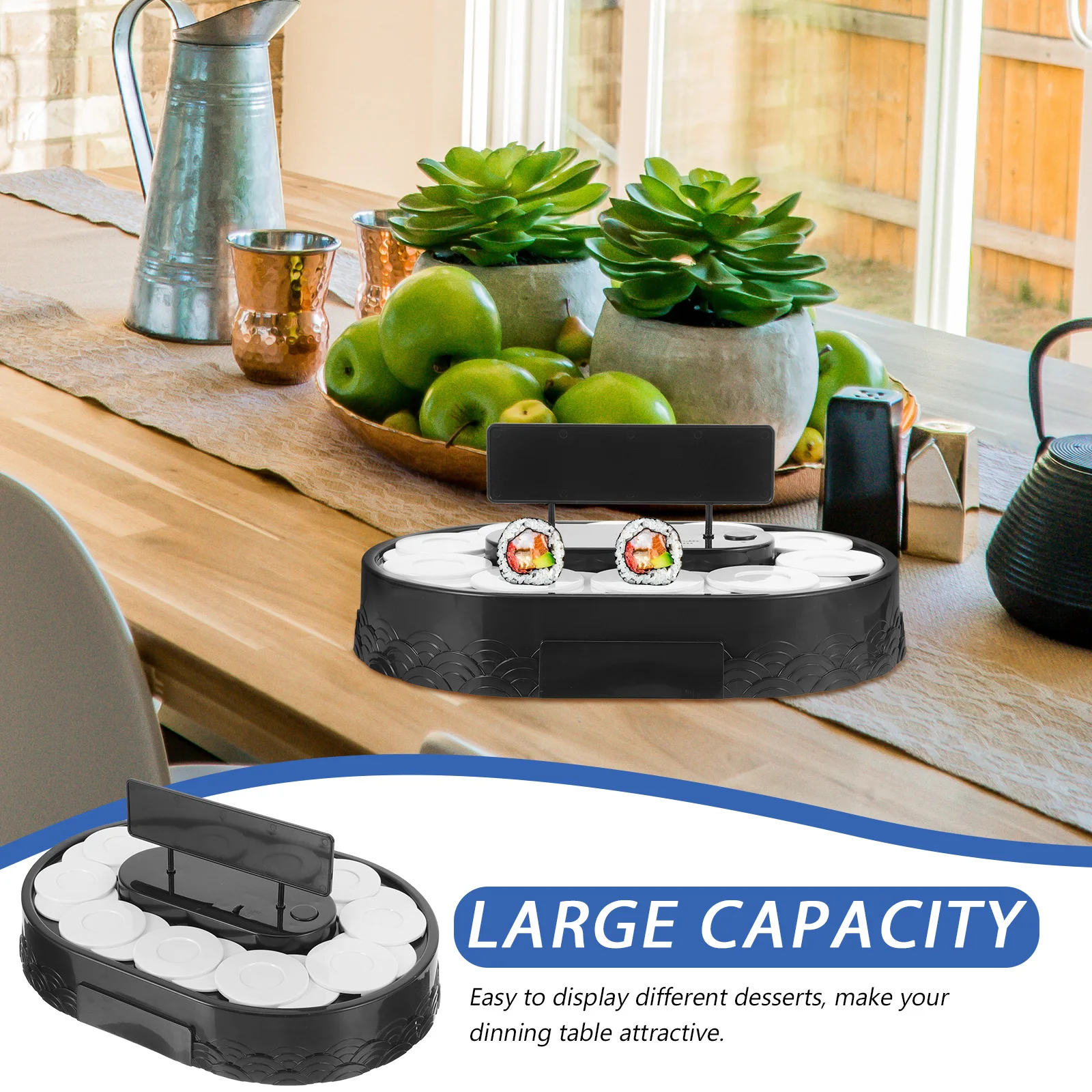 

Revolving Sushi Machine Rotating St Turntable Display Dessert Holder Kitchen Banquet Restaurant Practical Easy Use Large