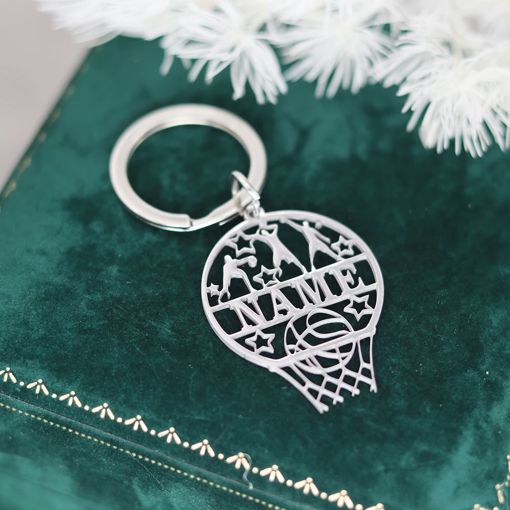 Custom Basketball Name Keychain Stainless Steel Bag Accessories for Basketball Lover Personalized Jewelry for Men Women