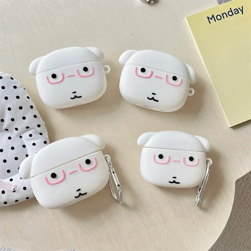 Neue Kawaii 3D Großkopf-Hund Silikon-Kopfhörerhülle Stoßfest für Apple Airpods 3 4 Hülle Airpods Pro2 Pro3 Kopfhörerhülle – Detail 5