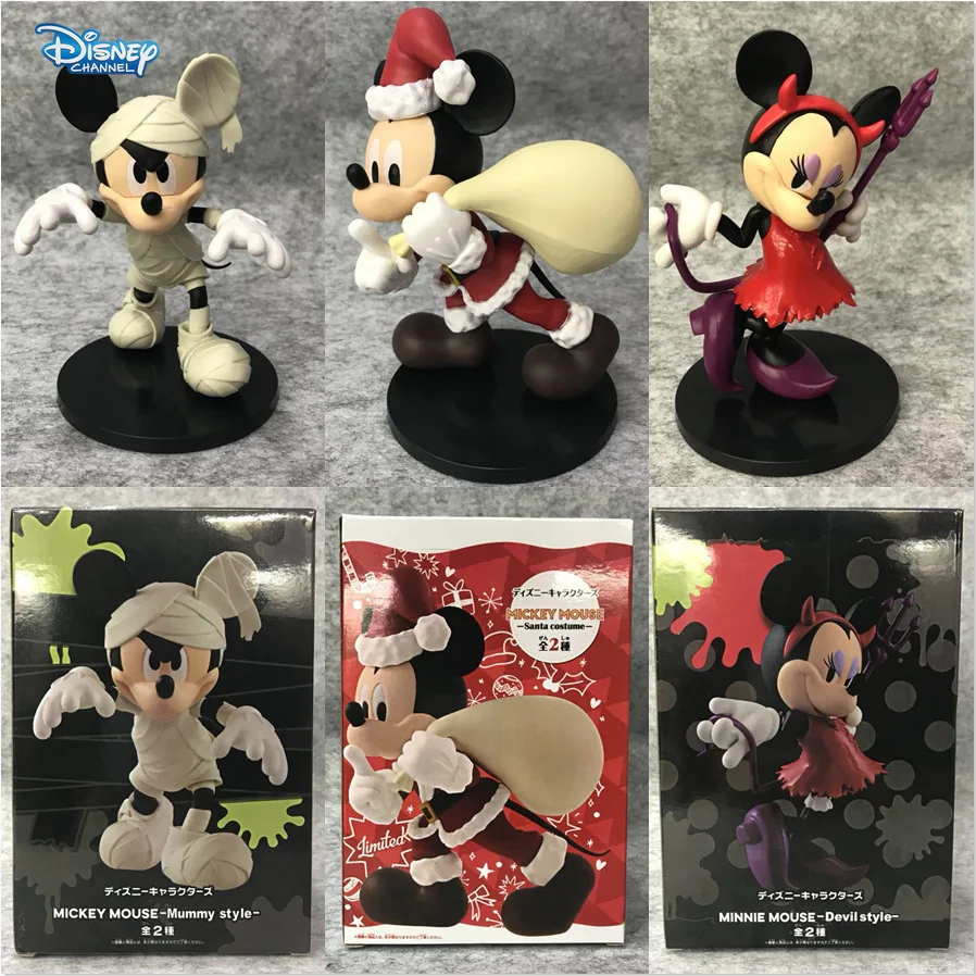 Disney Mickey Mouse Christmas Mickey Mummy Mickey Imp Minnie Mannequin Model Cake Ornament Home Bedroom Desktop Ornament