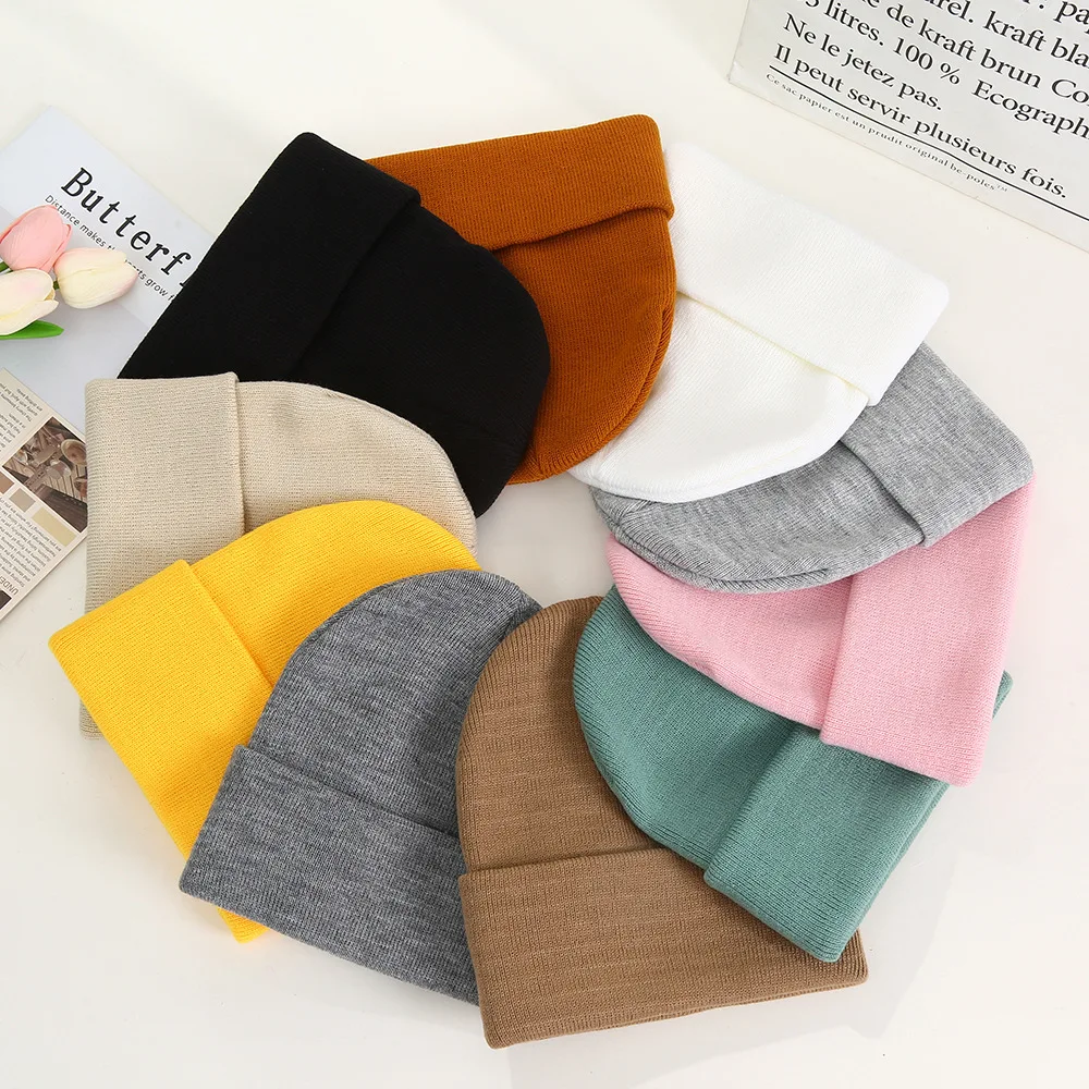 New Solid Color Acrylic Cap Winter Hat For Women Autumn Beanies Best Matched Warm Soft Bonnet Skullies Party Gift Wholesales