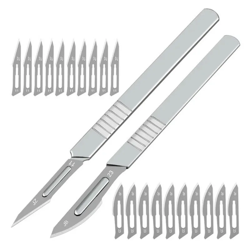 

Carbon Steel Carving Metal Scalpel Blades Number 11 23 Medical Cutting Handel Scalpel Kni-fe DIY Tool Kits Non Slip