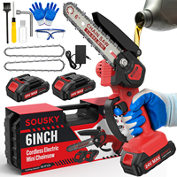 6 Inch Chain Saw Cordless Electric Saw Handheld Garden Chainsaw Wood Cutting Power Tools with 2 Batteries with automatic oiler