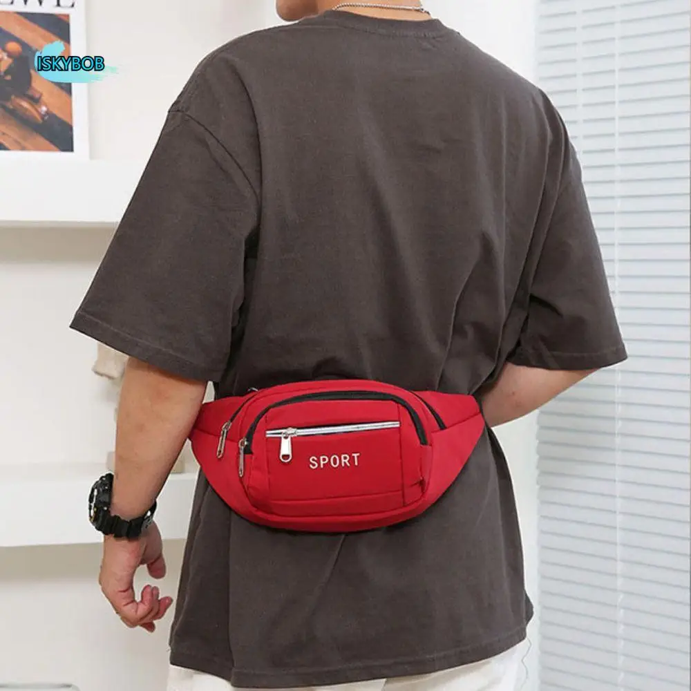 

Мужская поясная сумка с буквенным принтом, светоотражающая полоса, дорожный кошелек, чехол для телефона, большой вместительный держатель для хранения, нагрудная сумка, мужская походная сумка