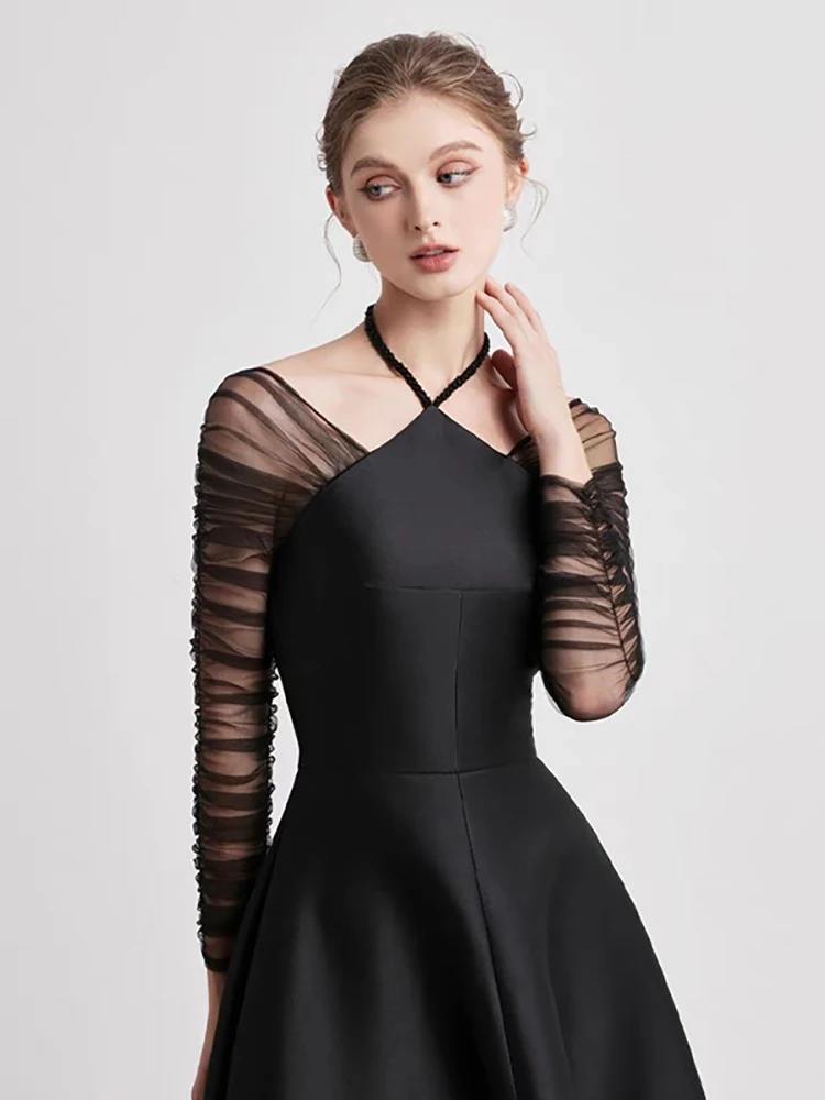 DEAT-Robe de Soirée en Maille à Manches sulfpour Femme, Dos aux, Rétraction de la Taille, Fermeture Éclair, Slim, Nouvelle Mode Été 2024, 13DB3948