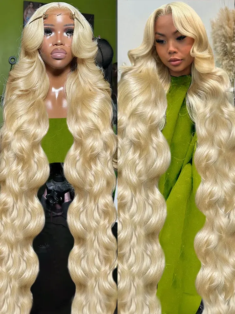 250 Density 613 Blonde Colored Body Wave Full Lace Frontal HD Transparent 13x4 13x6 Lace Front Human Hair Wigs For Women 40 Inch