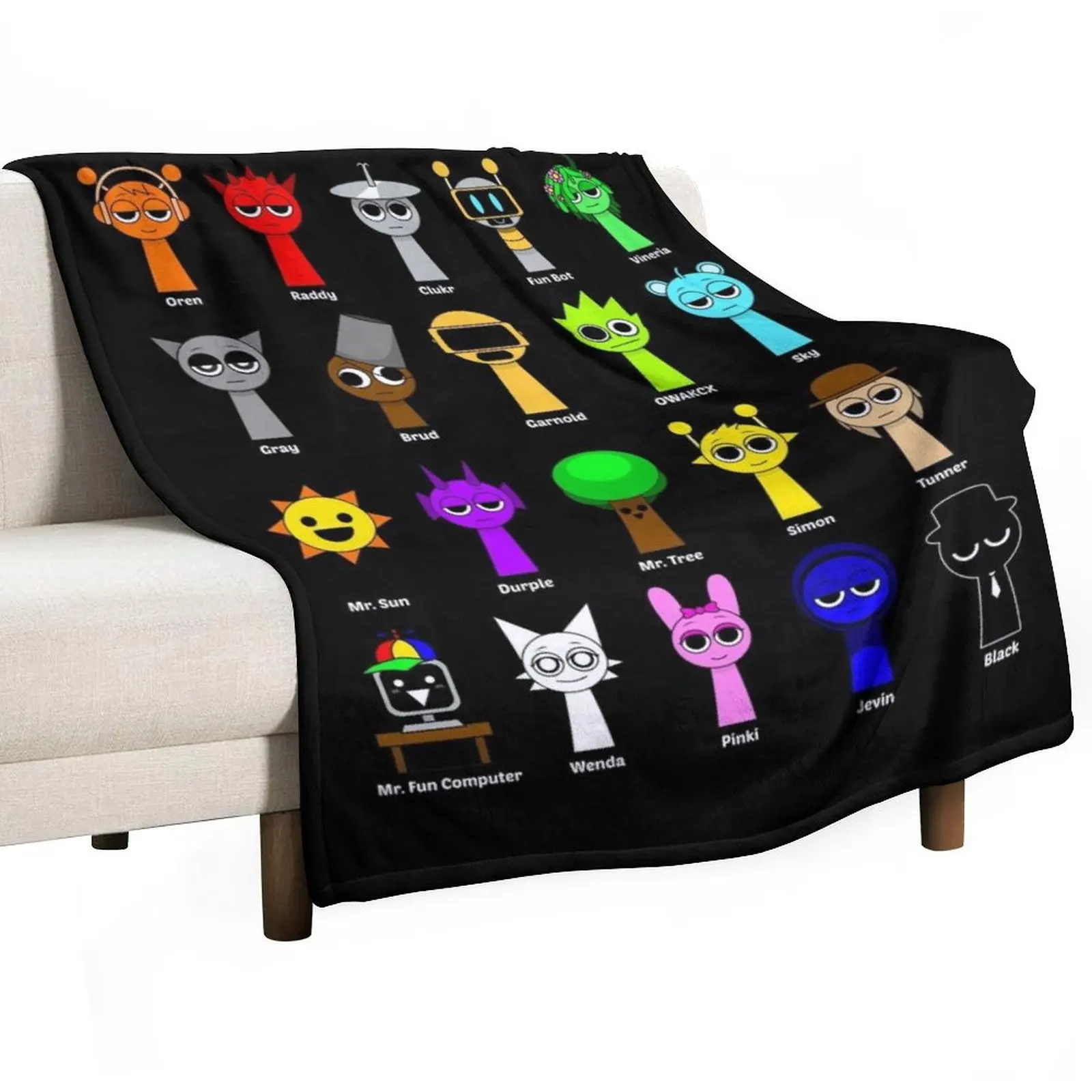 

All my Sprunki game toys Throw Blanket Flannel Fleece Soft Warm Throw Blanket