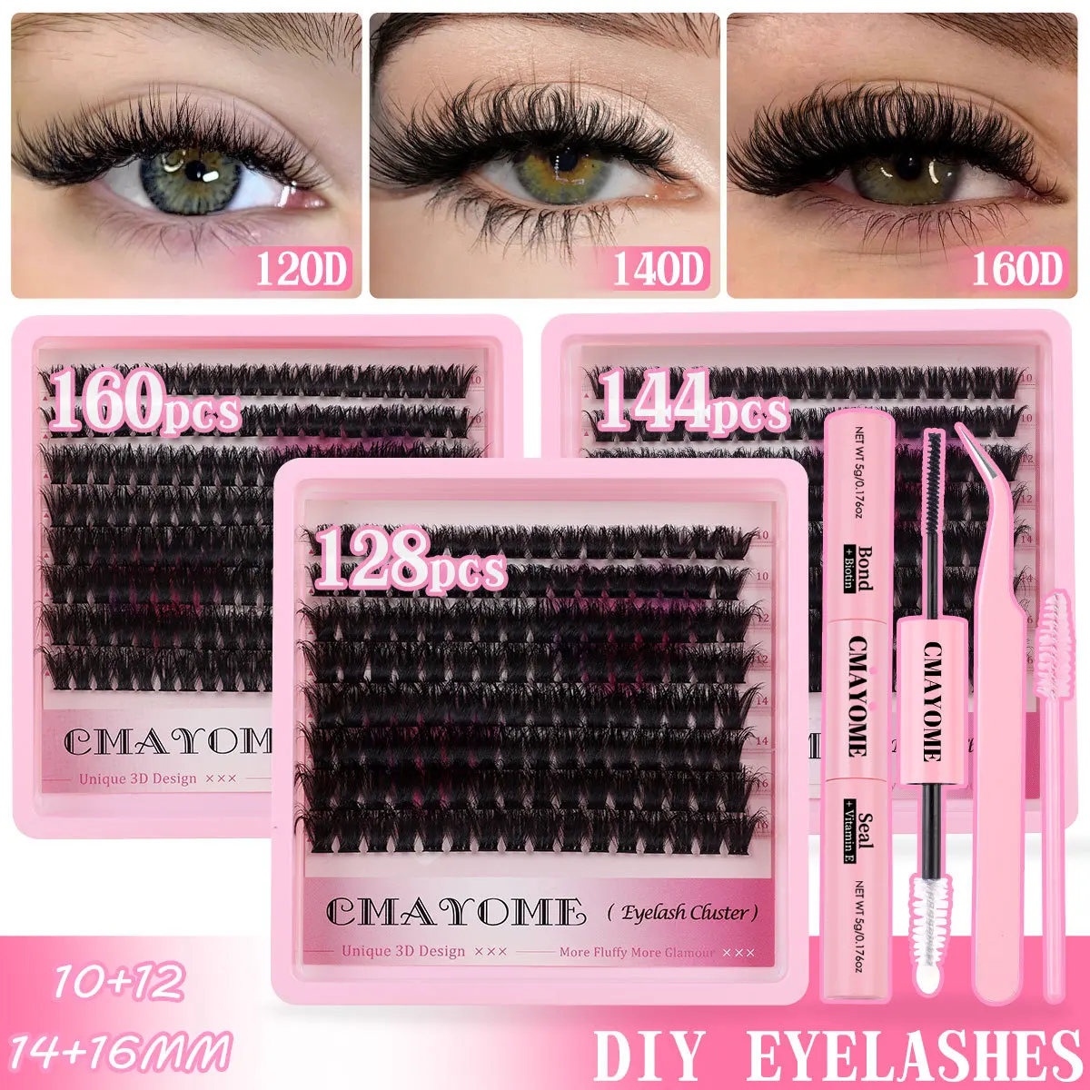 

Набор для самостоятельного наращивания ресниц DIY: 160D, густые, D-изгиб, натуральный вид, для макияжа глаз