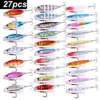Juego de cucharas de plantilla fundidas de Metal, 27 Uds., 20/30/40/50g, fundición a tierra, Jigging, pesca, lubina, Señuelos de Pesca, aparejos de cebo Artificial