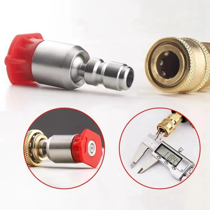 1 Set Washing Nozzle 360 Degree 1/4 Inch Stainless Steel 4000Psi Quick Connect High Pressure Spray 0 15 25 40 Degree