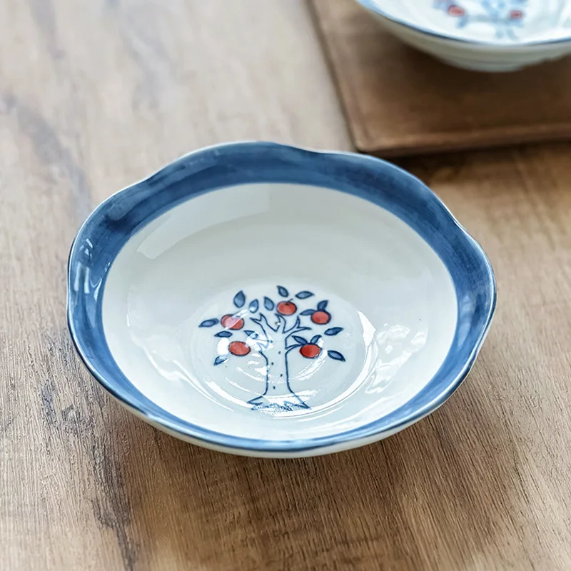 

LTT Lace Light Bowl Hand Painted Underglaze Color Ceramic Vegetable Plate Premium Fruit Plate