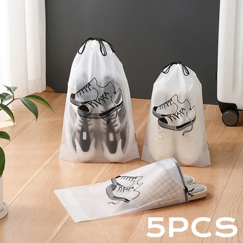 

5/3pcs Travel Storage Bag Portable Shoe Clothes Organzier Drawstring Suitcase Organzier Transparent Underwear Makeup Storage Bag