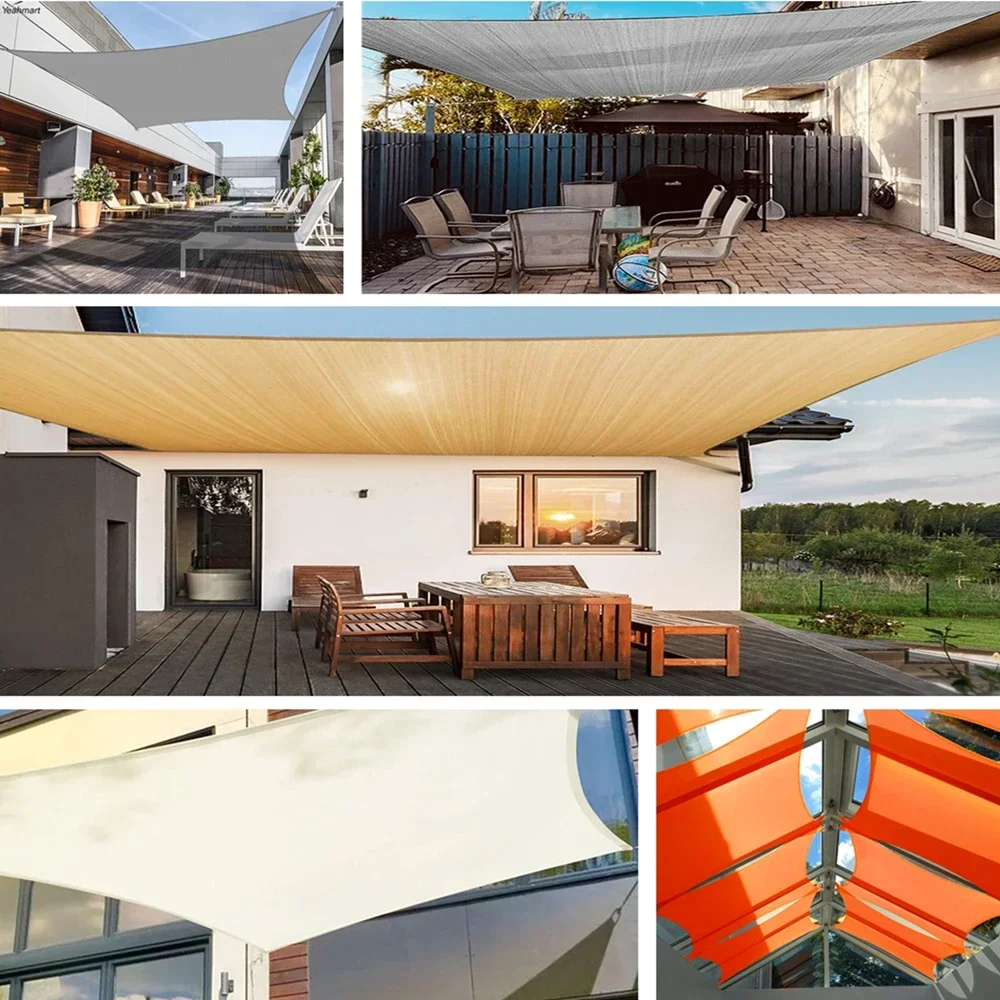 98% Block Shade Sails with Hardware Kit Waterproof Canopy Rectangle Awning Outdoor Patio Garden Shelter Shade Cloth